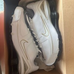 Nike Men's White and Gold Shox
